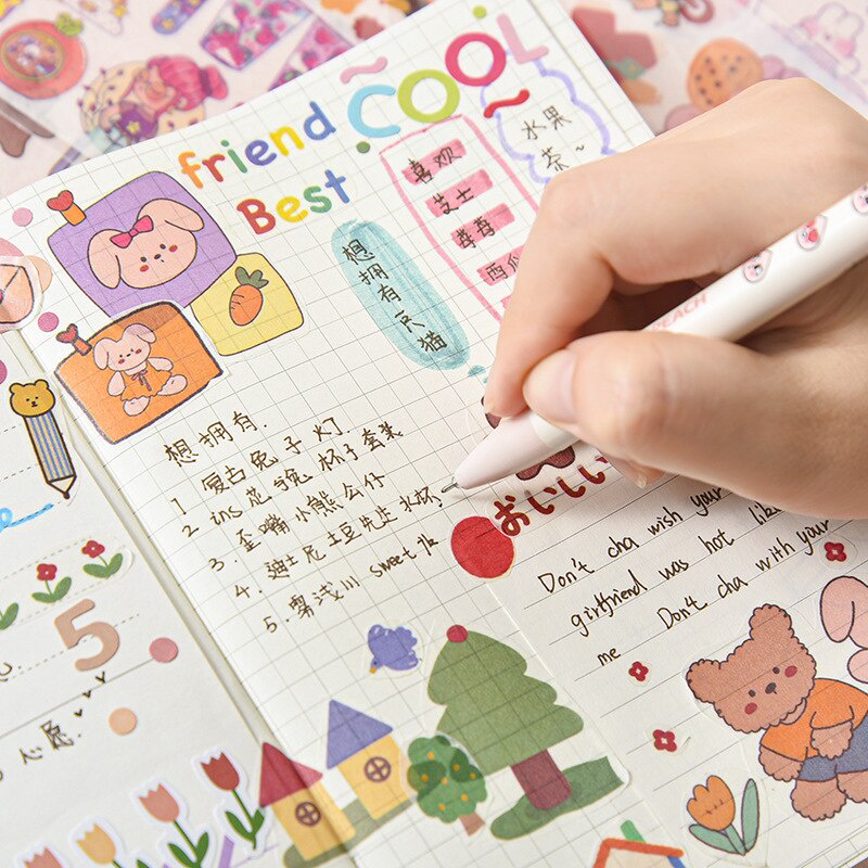 Sticker giấy washi hoạt hình đáng yêu trang trí nhật ký/sổ ghi chép/album/quà tặng/gói hàng diy