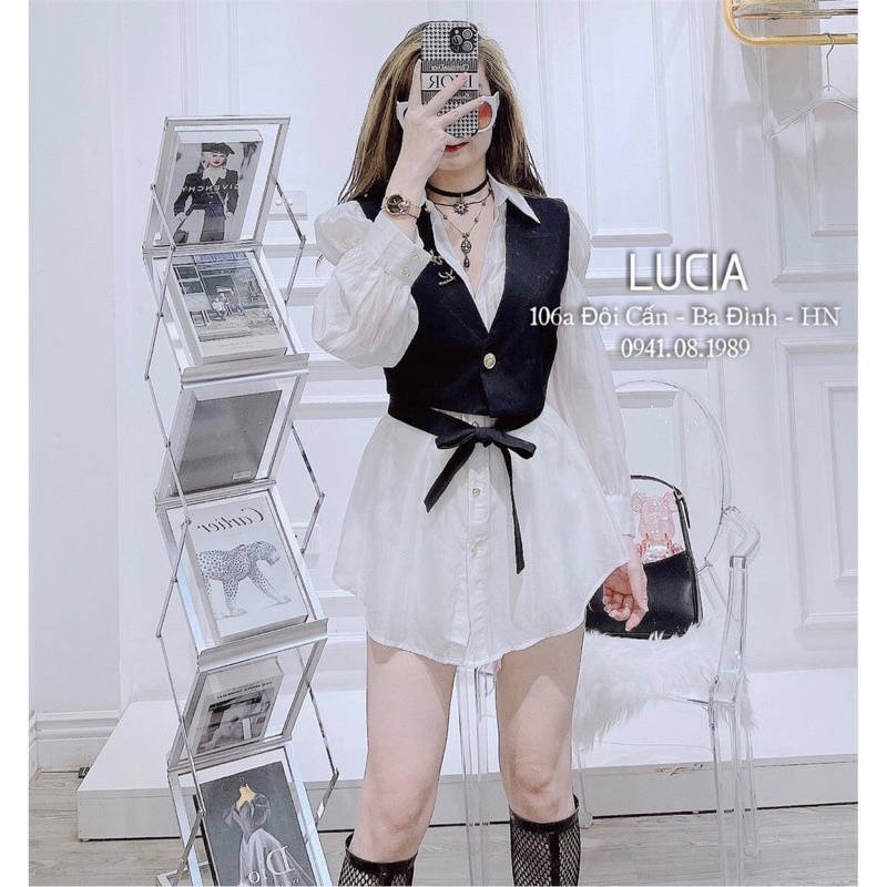 [Hàng loại 1] Set Áo Sơmi Mix Áo Gile Cá Tính Có Ảnh Thật Kèm Video