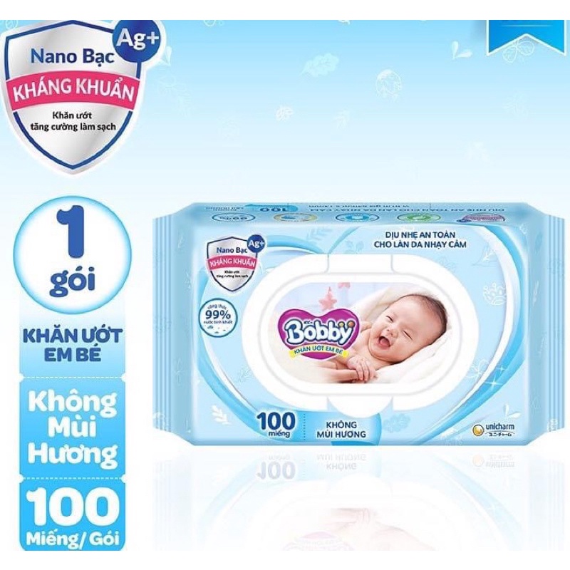 Khăn Ướt Bobby 100 Tờ , giấy ướt