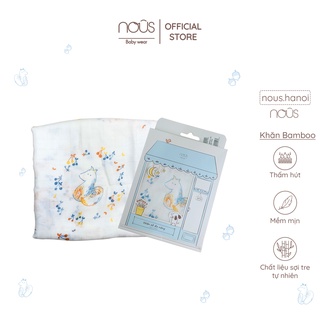 Khăn Xô Nous 1 Lớp Cáo Xanh Vàng Bamboo mix Cotton ( Kích thước 120x120 cm)