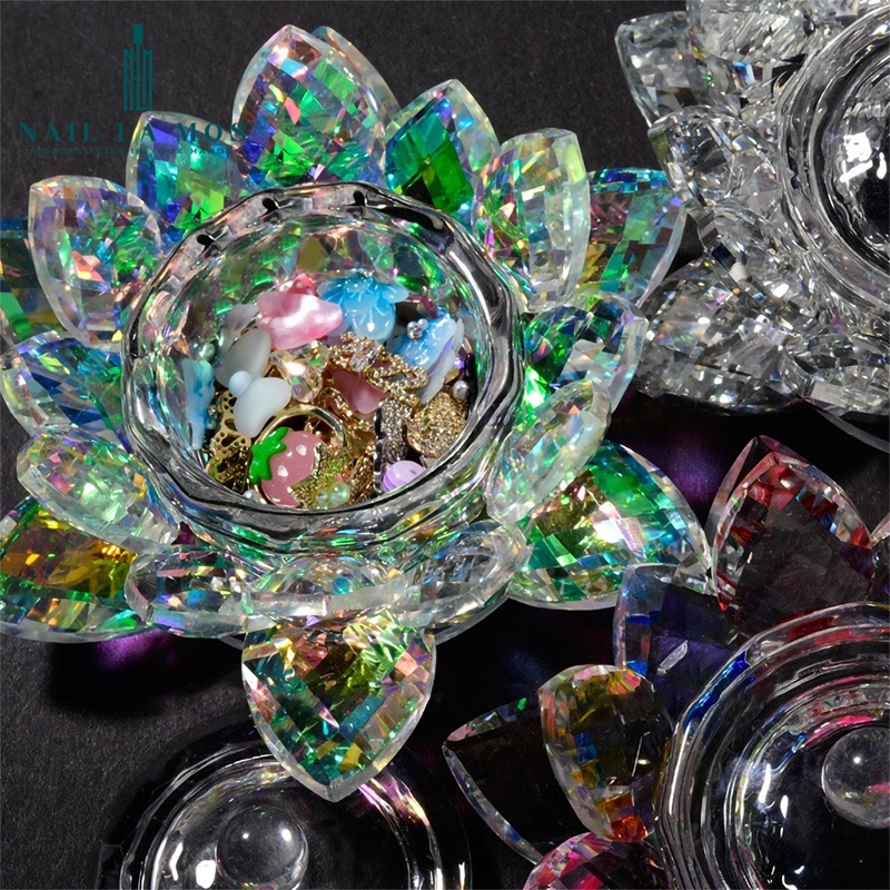 Hũ bông sen đựng lưu huỳnh và bột đắp móng có nắp tiện lợi, nhiều màu lấp lánh sang chảnh