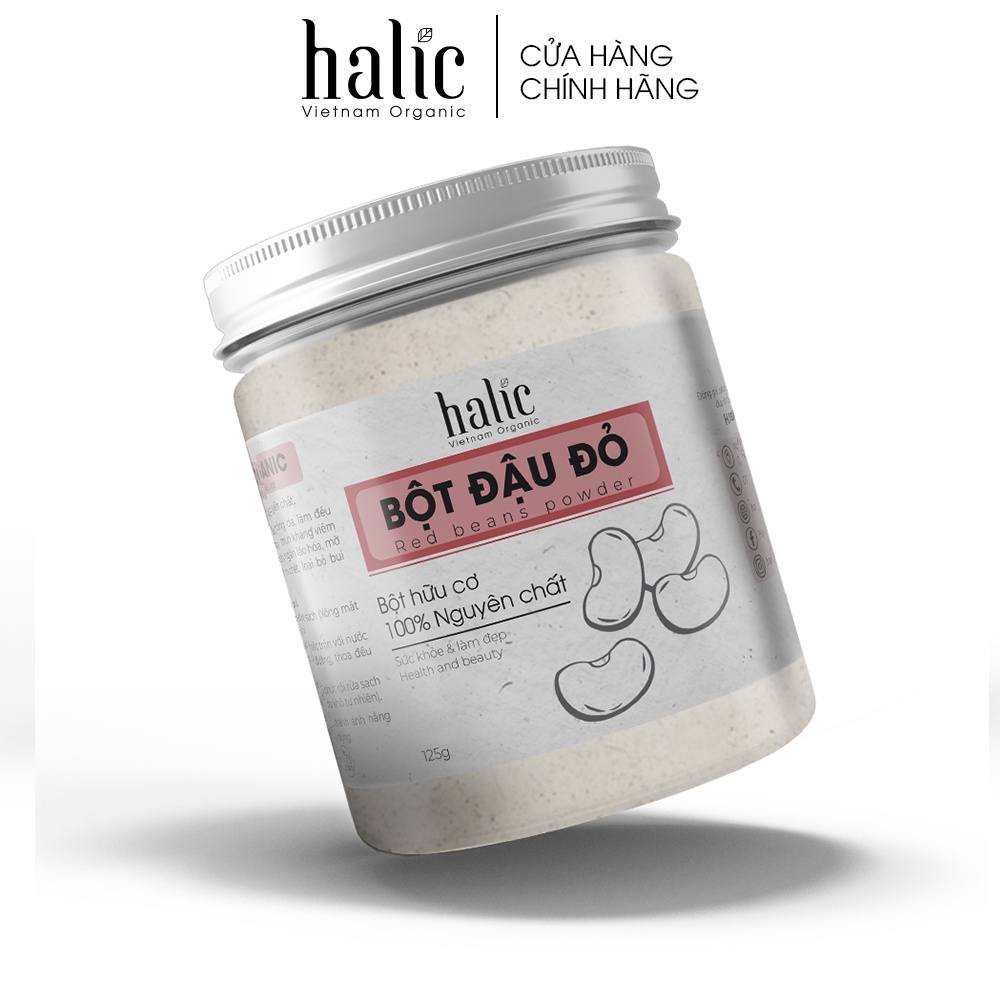 Bột Đậu Đỏ tắm trắng nguyên chất Halic Organic 125G dưỡng trắng da, tẩy tế bào chết, mờ thâm nám hiệu quả
