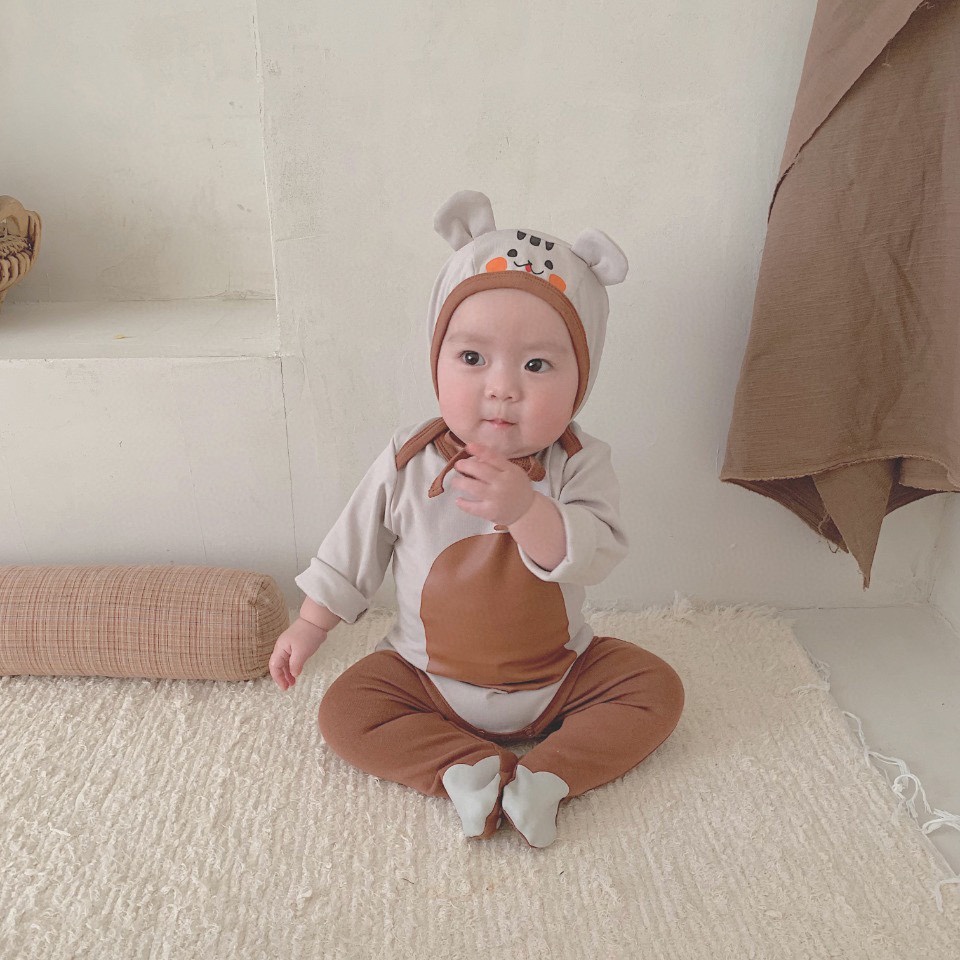 Bộ Áo Liền Quần In Hoạt Hình Dễ Thương Cho Bé