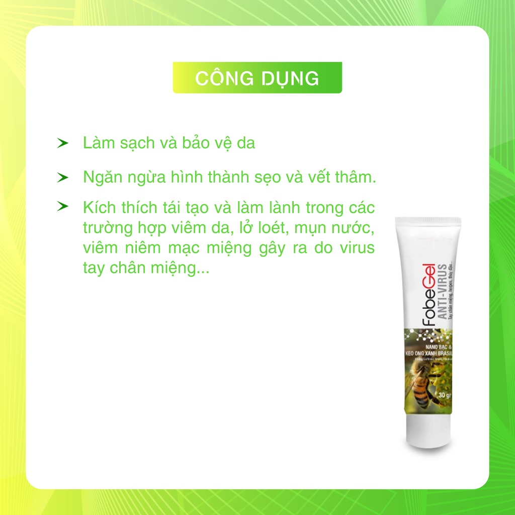 Gel bôi da FobeGel Foribe hỗ trợ làm sạch và bảo vệ da, kích thích tái tạo và làm lành da - Tuýp 15g &amp; 30g