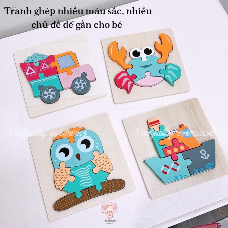 Tranh ghép gỗ cho bé, tranh ghép hình 3d bằng gỗ giúp bé vừa học vừa chơi phát triển tư duy