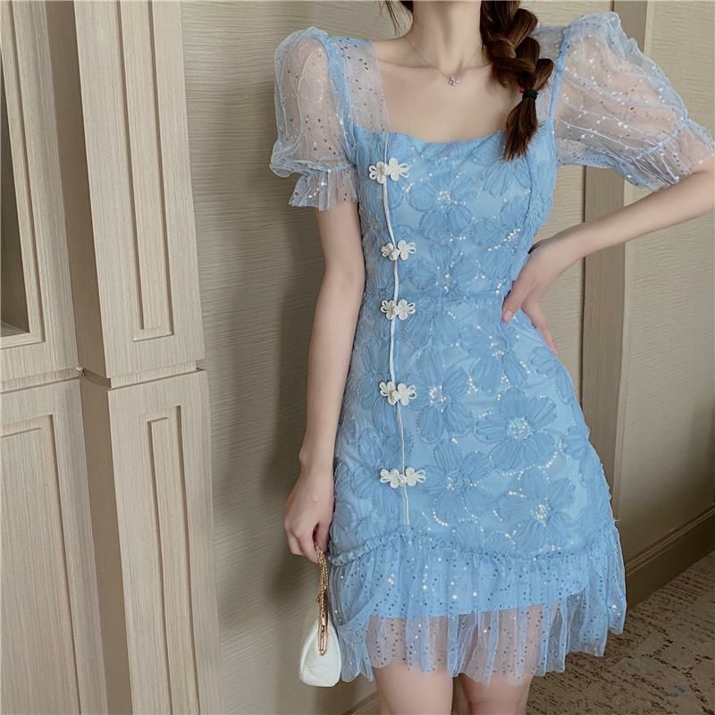 Váy xanh dương mẫu mới chất lượng