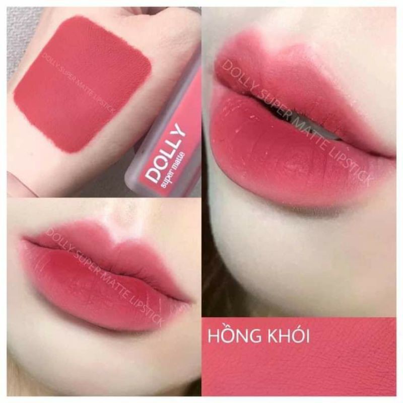 Son Dolly Super Matte mềm môi,ko chì( màu hồng khói)