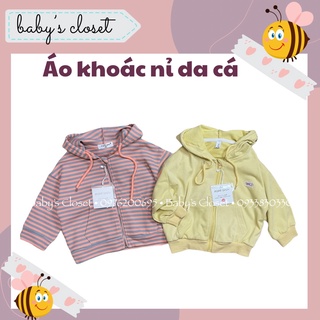Áo khoác thun da cá cho bé gái có mũ dễ thương baby's closet - áo khoác da cá cho bé gái từ 9-27kg siêu mềm mại.