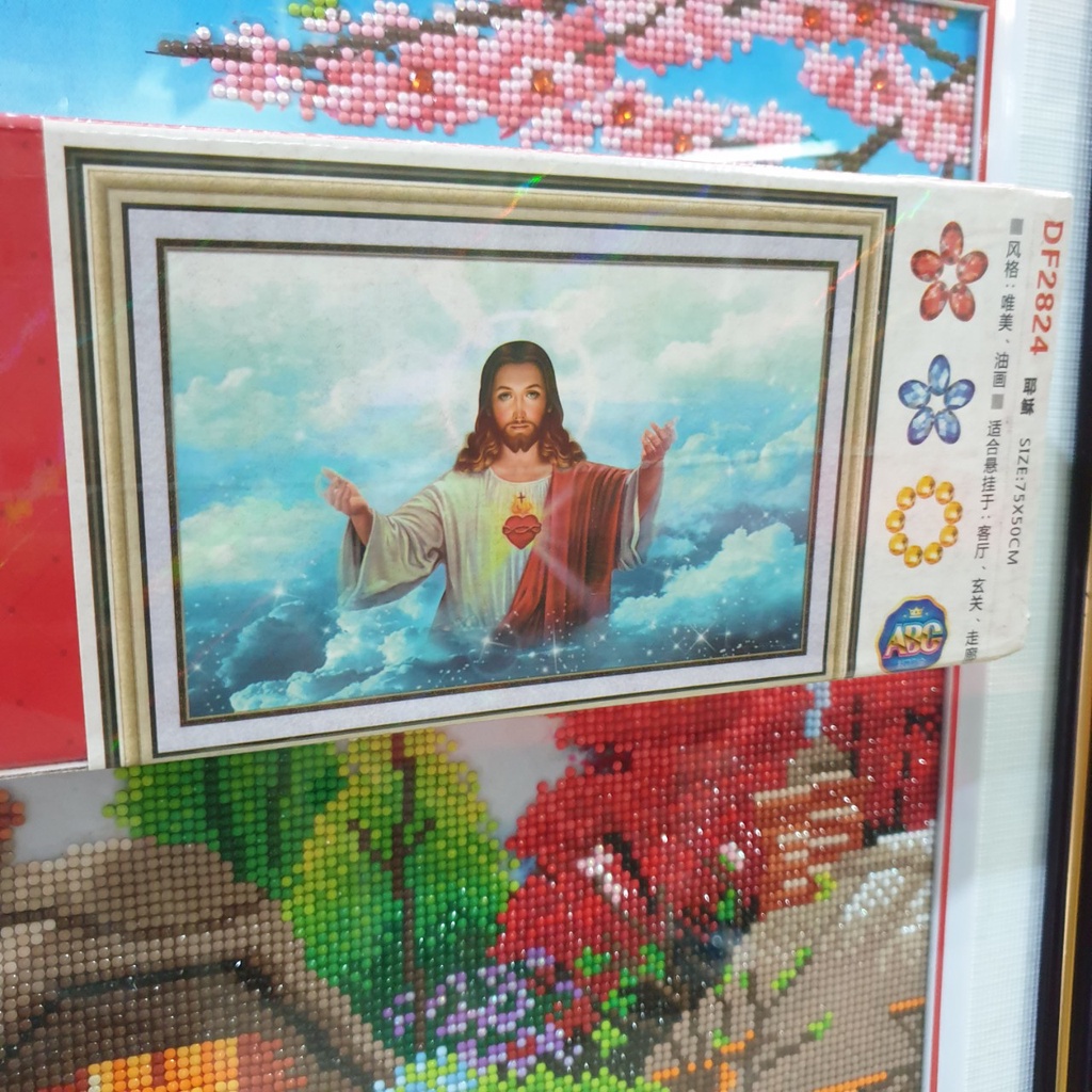 Tranh Chưa Đính Đá CHÚA Jesus (ĐÁ ABC CAO CẤP). Kích Thước: 75cm x 50cm