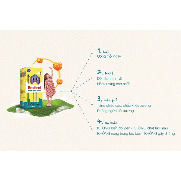 [Chính Hãng]  Bestical bổ sung Canxi vitamin d3 k2 giúp xương răng chắc khỏe, tăng