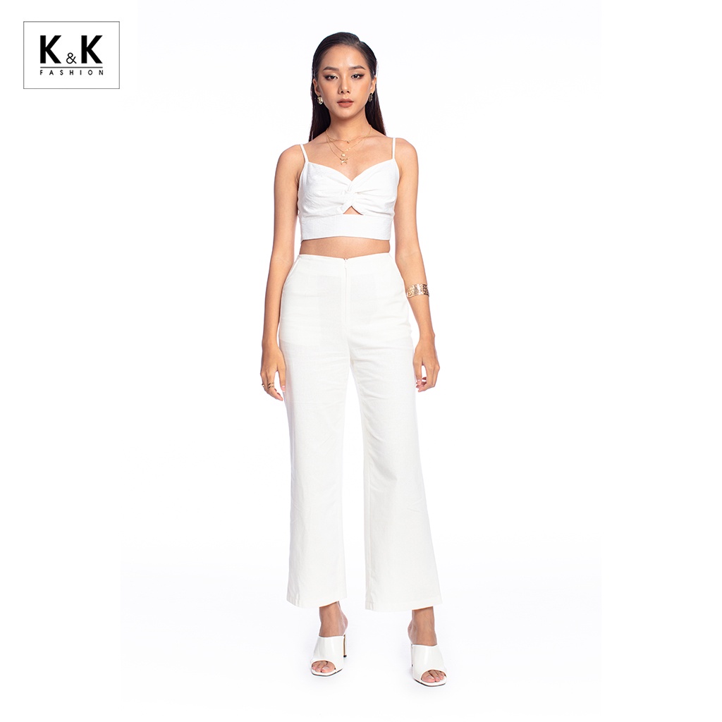Quần Trắng Lưng Cao Ống Suông K&amp;K Fashion QCS02-13 Chất Liệu Linen