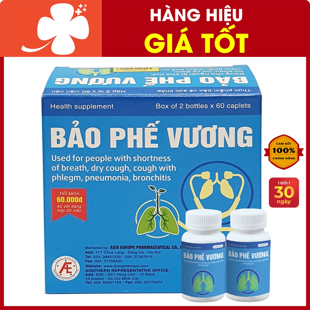 Bảo Phế Vương – Viên uống hỗ trợ giảm triệu chứng viêm phế quản (Hộp 120 viên)
