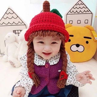 Mũ len bím tóc bé gái đáng yêu