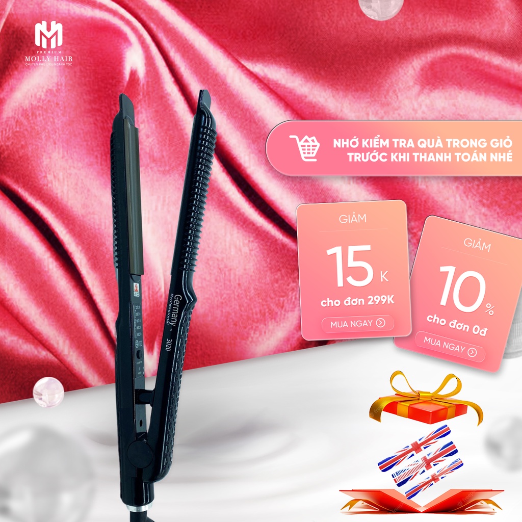 Máy duỗi cúp Mollyhair Germany-3020, nhiệt độ đến 200 độ C duỗi thẳng tóc và duỗi cúp