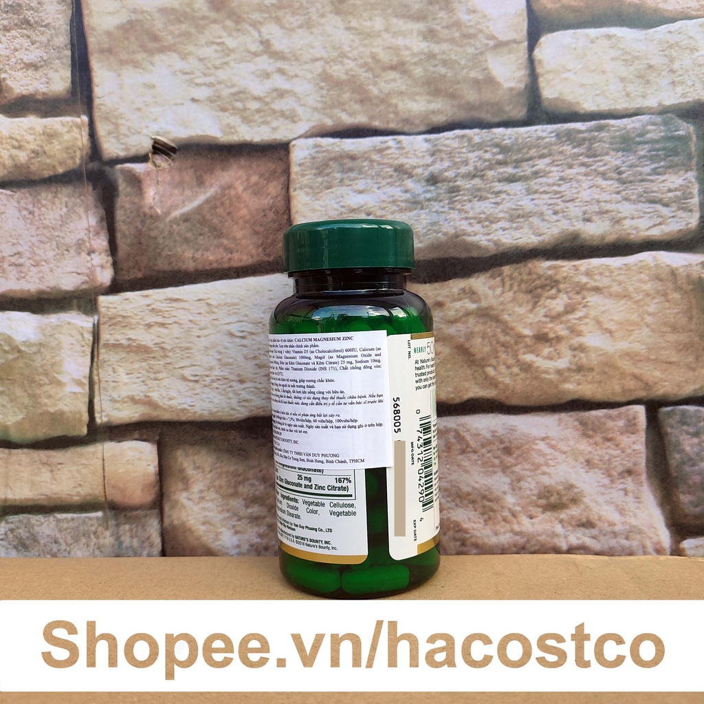 Viên uống Calcium Magnesium Zinc Nature's Bounty 100 viên - Bổ sung Canxi