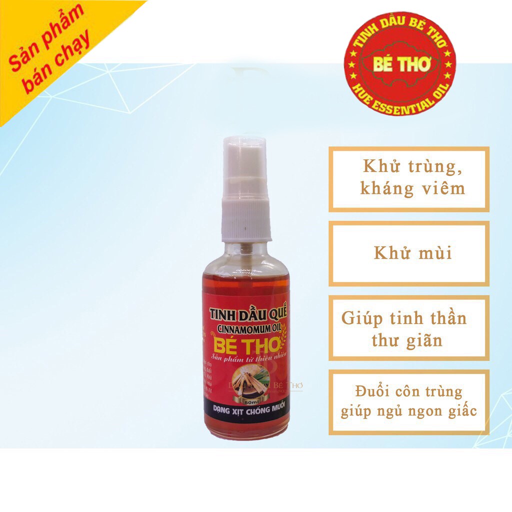 Tinh Dầu Quế Tinh Dầu Sả JaVa ( Chai xịt ) Bé Thơ 50ml - Đuổi muỗi côn trùng tân công , mang lại hương thơm dễ chịu