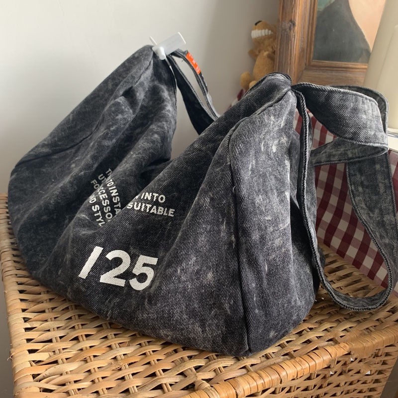 Túi Đeo Vai Chất Liệu Denim Canvas Kích Thước Lớn Phong Cách Hàn Quốc Mới 2022 Cho Nữ