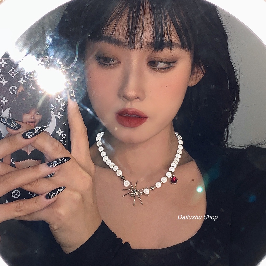 Dây chuyền đính ngọc trai ruby không thấm nước không phai màu không dị ứng phong cách phương Tây