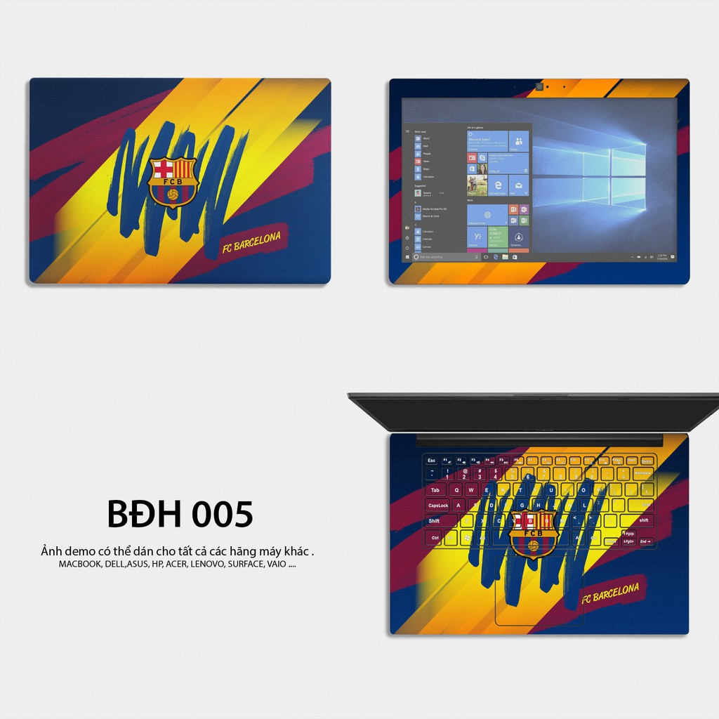 Bộ skin dán laptop mẫu Logo Barcelona/ Có decal dán cho tất cả các hãng máy tính