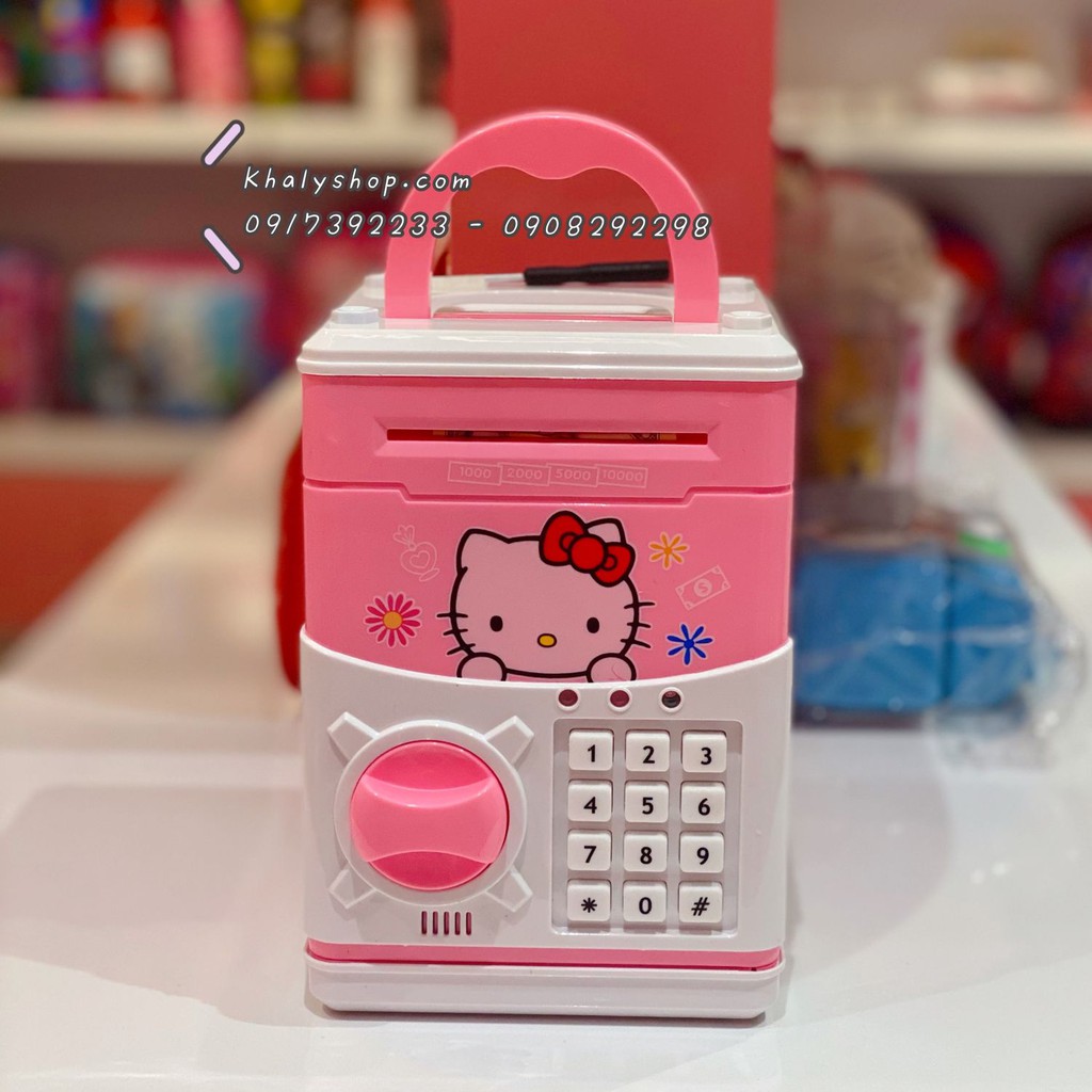 Két sắt, ATM mini hình Hello Kitty, công chúa Frozen siêu hot dành cho bé gái - (13x12x19cm)