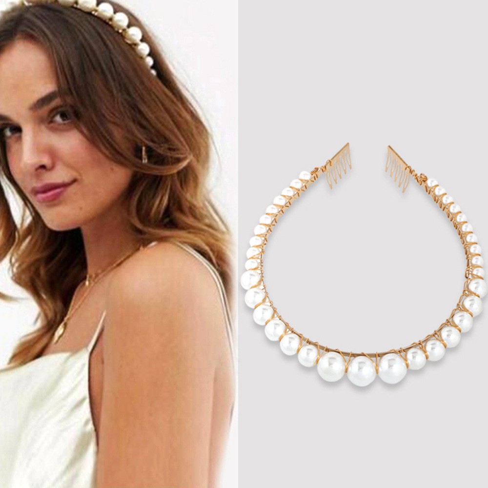 Băng đô đính ngọc trai giả thời trang thanh lịch