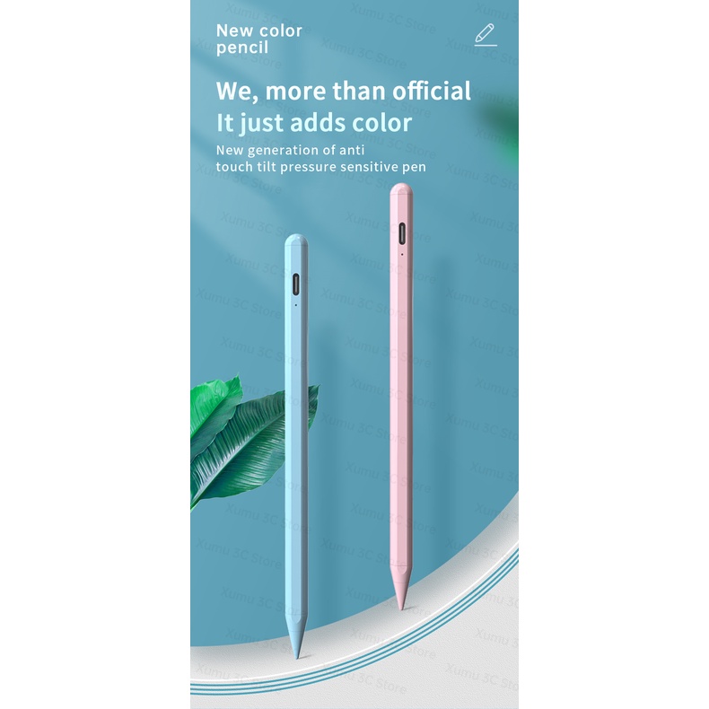 Xumu Macaron Color Capacitance Stylus Pen With Palm Rejection Tilt Pressure Technologe For Pro 11 12.9 2019 2018 10.2 10.5 Mini 5 Air 4 4th gen 10.9 inch 2020 Tablet Anti-Mistouch Smart Touch Screen Drawing Writing Pen