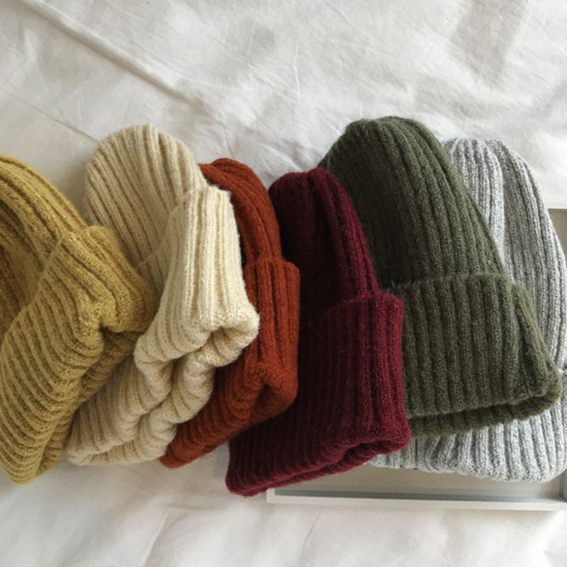 Mũ Beanie Dệt Kim Màu Sắc Ngọt Ngào Phong Cách Hàn Quốc Cho Nam Nữ