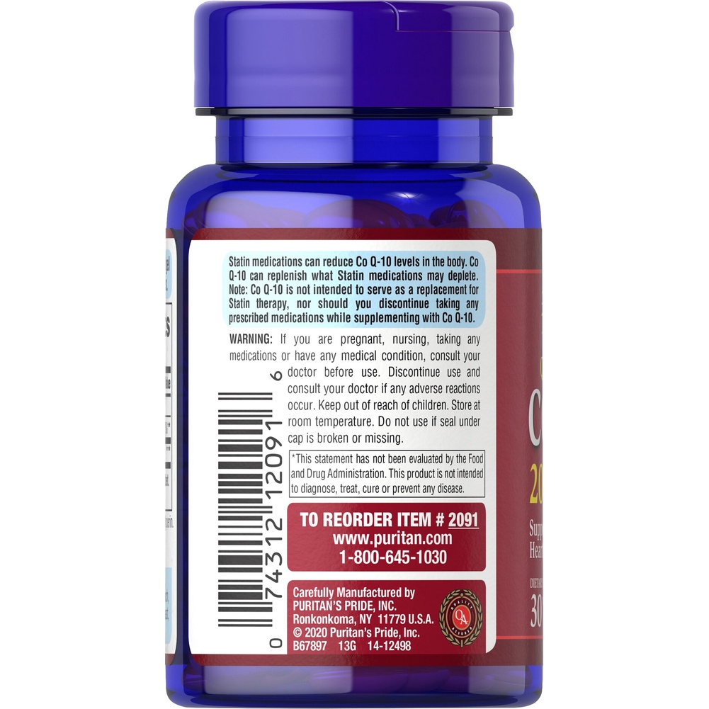 Viên uống hỗ trợ tim mạch puritan's pride Co Q-10 200mg 30 viên