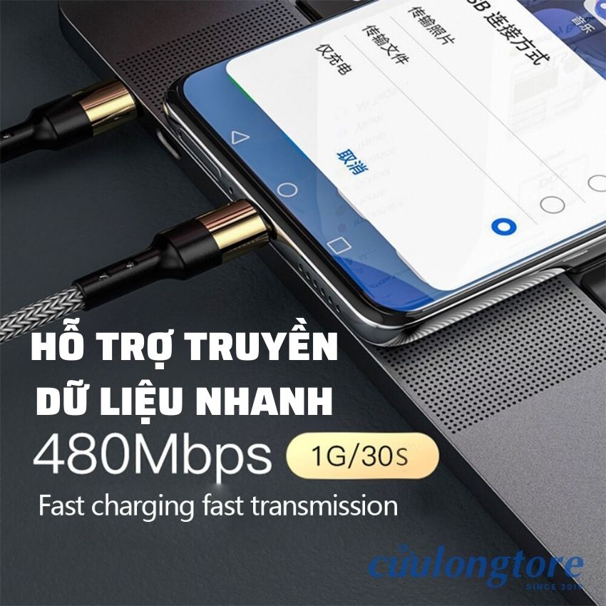 Cáp Sạc Nhanh PD 60W C to C và Lig mạ vàng bện dù cao cấp chống gãy gập rối dây cáp sạc cổng cắm kiểu 2 đầu type C