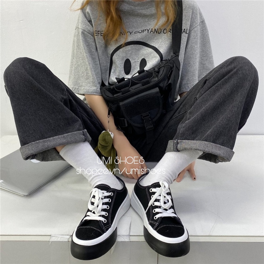 [LOẠI 1] Giày thể thao nữ đế bằng bánh mì basic độn đế 4cm vải canvas bata mới hot phong cách retro ulzzang đẹp cá tính