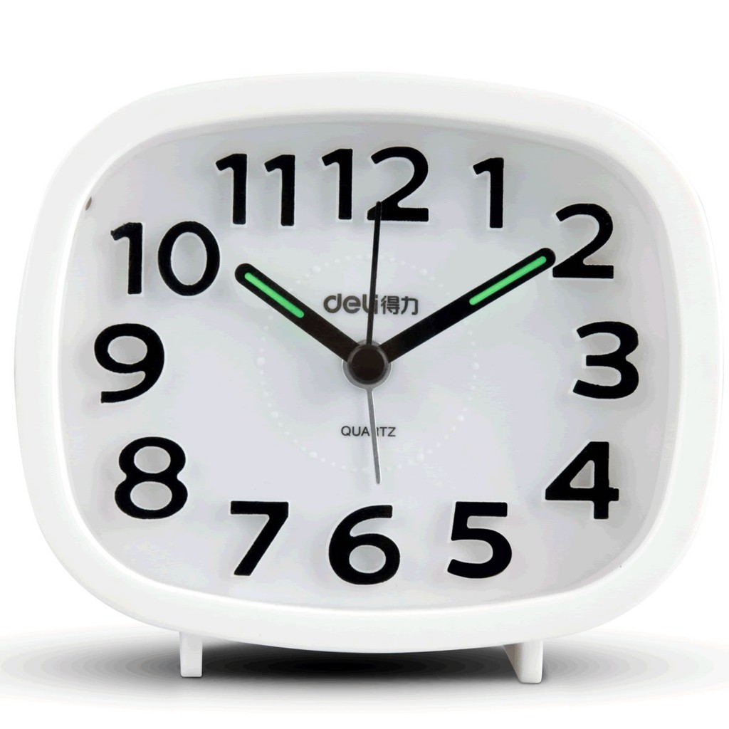 Đồng hồ báo thức để bàn trang trí Deli - Kim dạ quang - Tích hợp đèn ngủ - Phong cách cổ điển đơn giản - 8800