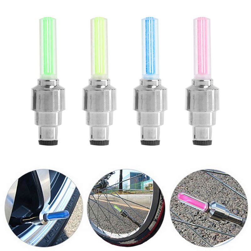 2 Đèn Led 4 Màu Gắn Van Xe Đạp