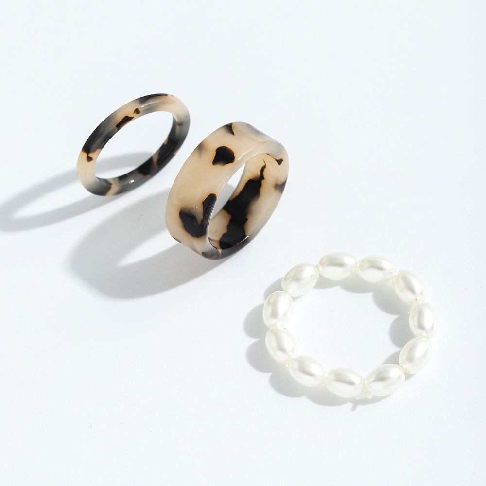 Bộ 3 Nhẫn Nhựa Resin Tròn Thời Trang Hàn Quốc 2021