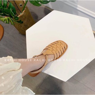 [FORM TO] Sandal happy dây đan bít mũi, da mềm