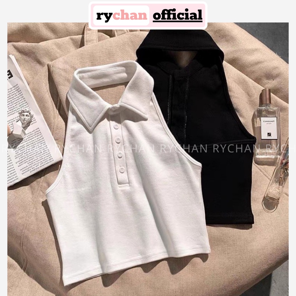 Áo Croptop Nữ Cổ Yếm Phối Nút Năng Động Quyến Rũ [ẢNH THẬT CUỐI] - MOI007