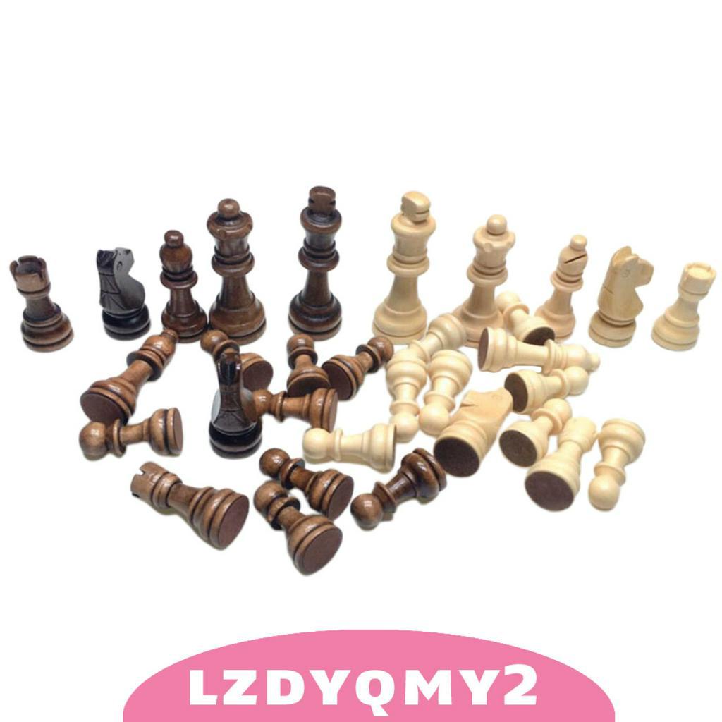 Bộ 32 Bàn Cờ Vua Bằng Gỗ Thủ Công Kích Thước 77mm