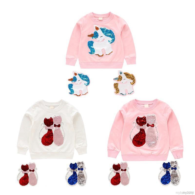 My Baby  Autumn Baby Girls Long Sleeve Shirt Kids Cartoon Change Color Design Outerwear