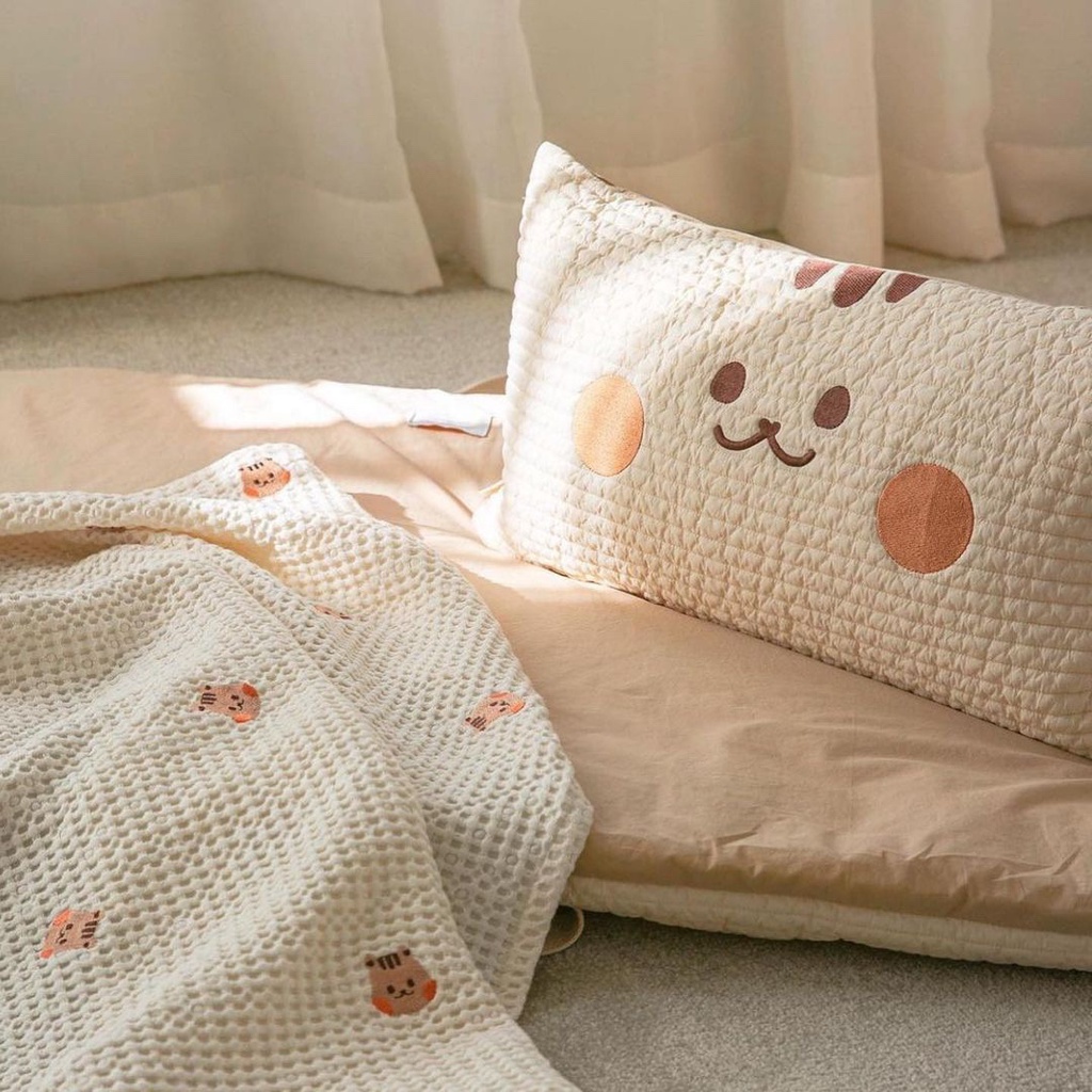 Đệm Ngủ Cotton Hai Mặt Thêu Họa Tiết Phong Cách Hàn Quốc Hàng Mới 2022 Cho Bé