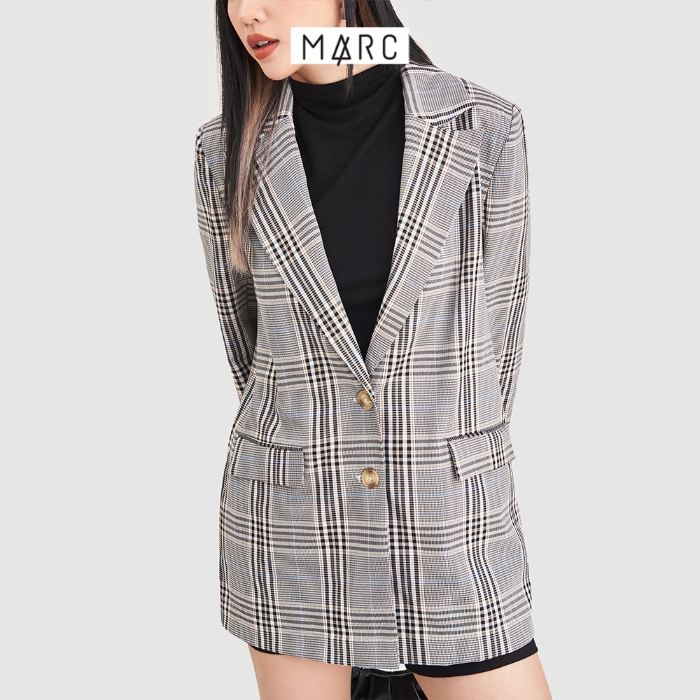 Áo khoác blazer nữ MARC FASHION oversized họa tiết ca rô FAPH1130
