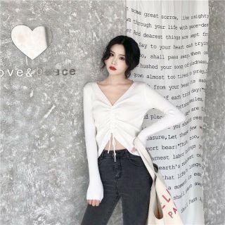 Áo croptop tay dài rút dây