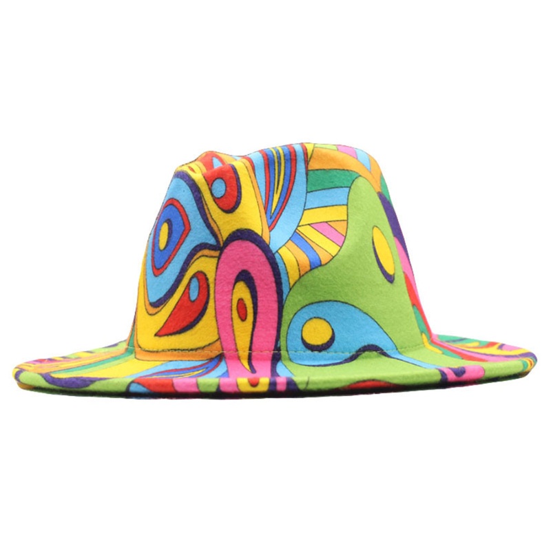 Mũ Phớt In Họa Tiết Graffiti Phong Cách Anh Quốc Thời Trang Thu Đông Dành Cho Nam Và Nữ