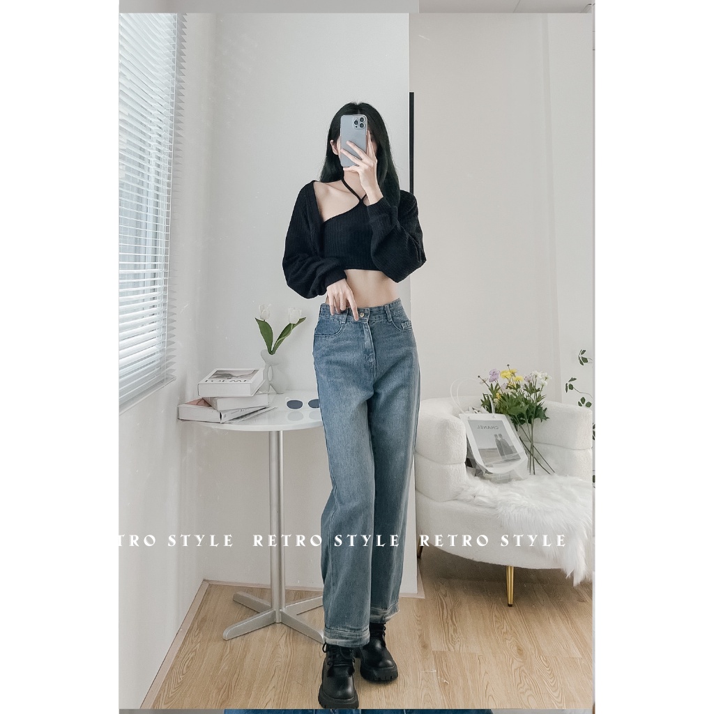 Quần jean suông 2 túi xanh đậm mã 254