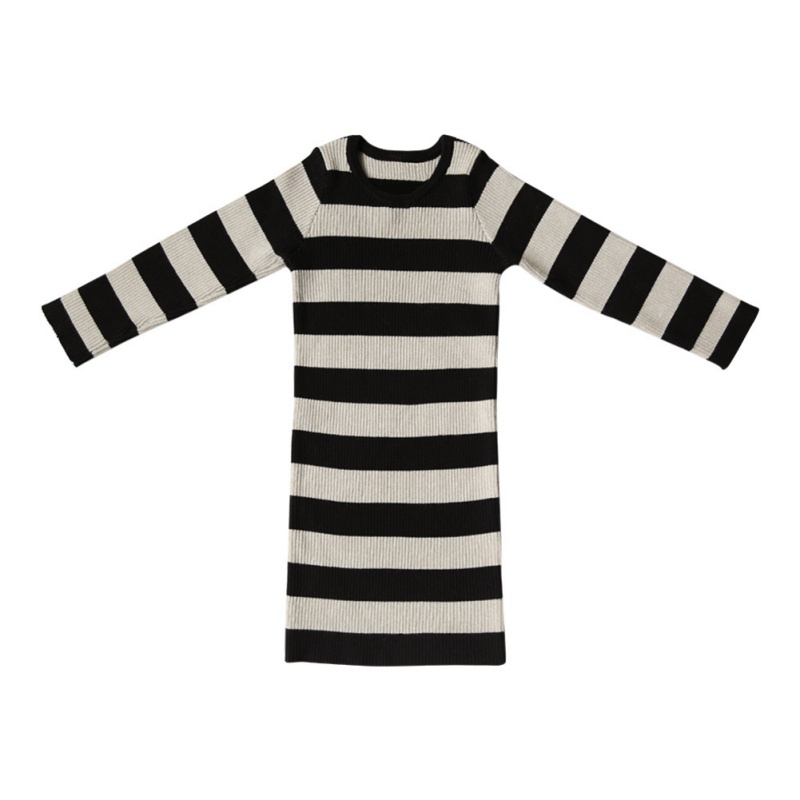 Đầm Công Chúa Tay Dài Kẻ Sọc Mùa Hè Hàn Quốc Cho Bé Gái Se7en