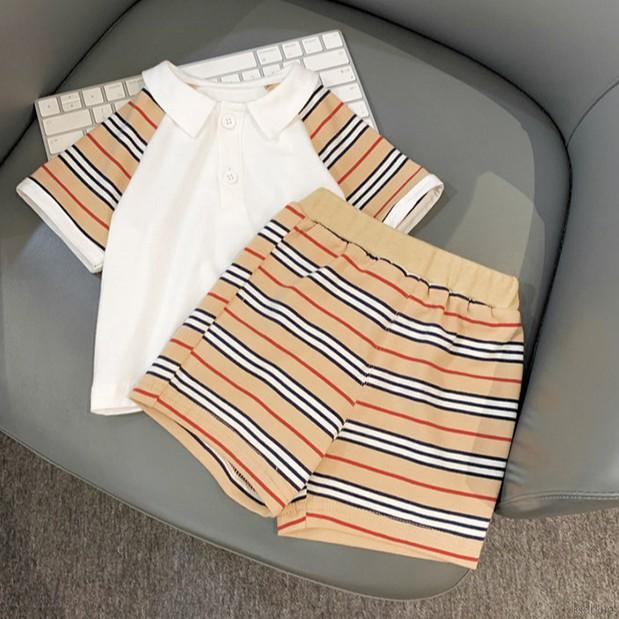 Set Áo Thun Kẻ Sọc Kèm Quần Short Thời Trang Cho Bé Trai