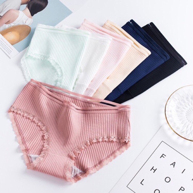 Quần lót nữ cotton tăm cạp viền ren siêu đẹp QL01