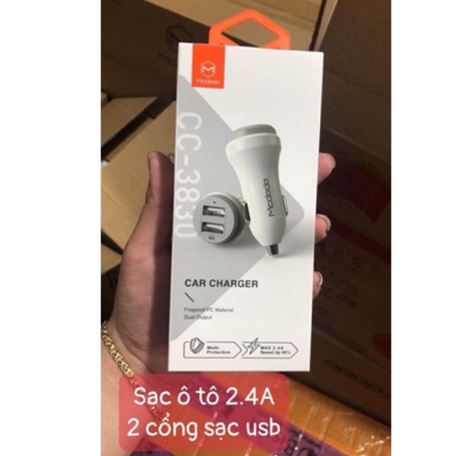 Sạc Ôtô Mcdodo 2 Cổng USB 2.4A - Hàng Chính Hãng BH 12 Tháng