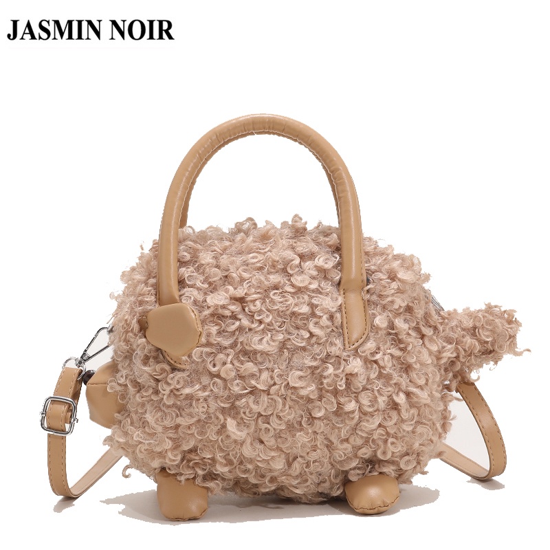 Túi xách JASMIN NOIR phối nhung lông cừu hoạt hình cho nữ