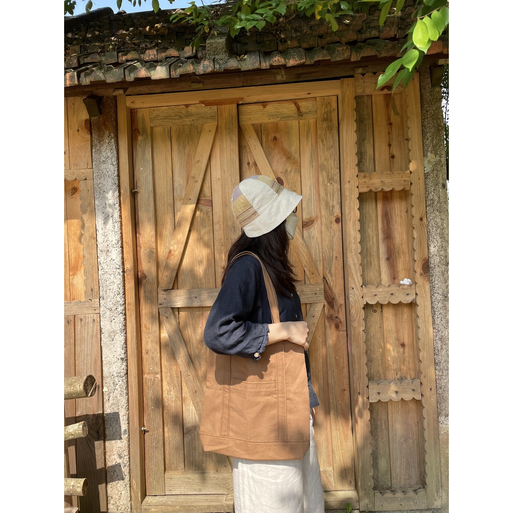 Túi tote, Túi vải canvas đeo vai mang đi học đi làm phong cách Nhật Bản