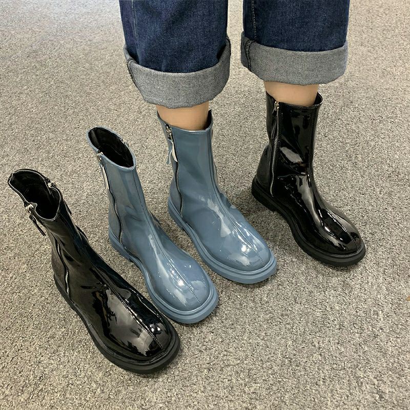 order_boots nữ ulzzang da bóng nữ