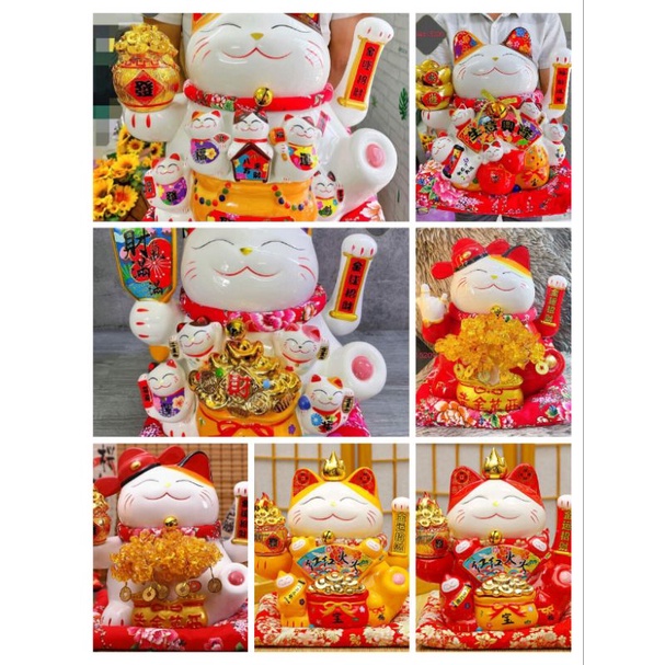 Mèo thần tài gốm sứ vẫy tay. 38cm giá tận gốc phong thủy may mắn tài lộc